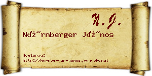 Nürnberger János névjegykártya